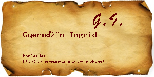 Gyermán Ingrid névjegykártya